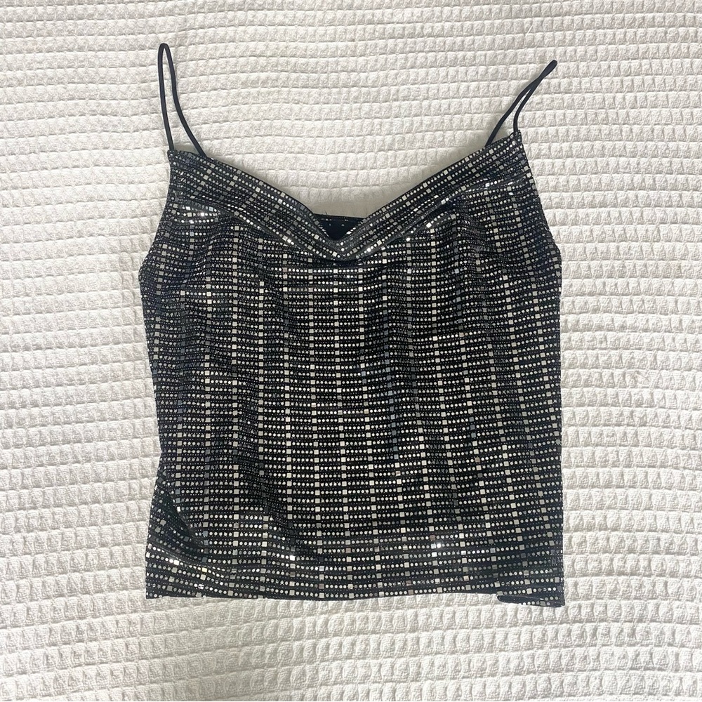 Lulu’s black and silver cowl front cami size Large